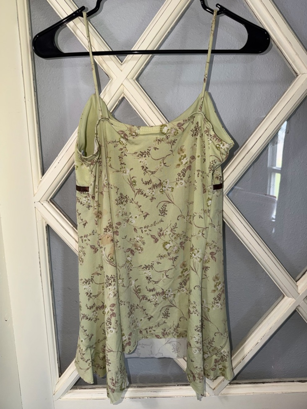 Maurices Light Green Floral Mini Dress with Brown Trim - Picture 2 of 3